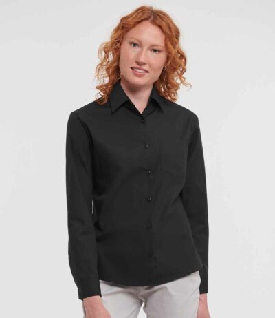 Image for Russell Collection Ladies Long Sleeve Easy Care Cotton Poplin Shirt