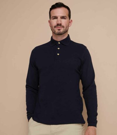 Image for Henbury Long Sleeve Cotton Piqué Polo Shirt