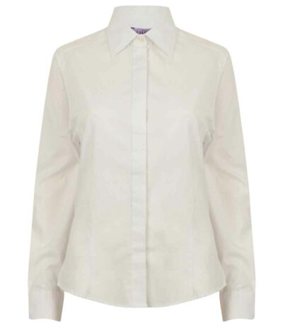 Image for Henbury Ladies Long Sleeve Pinpoint Oxford Shirt