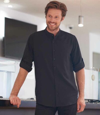 Image for Henbury Mandarin Roll Sleeve Anti-Bac Wicking Shirt