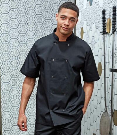 Image for Premier Unisex Short Sleeve Stud Front Chef’s Jacket