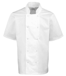 Premier Unisex Short Sleeve Stud Front Chef's Jacket