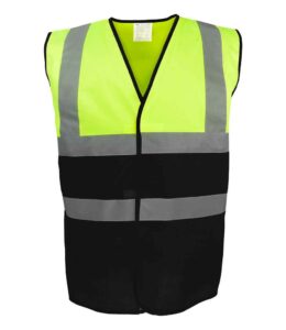 Yellow and black Yoko branded two tone hi-visibility waistcoat vest