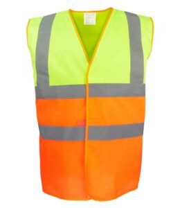 Yellow and orange Yoko branded two tone hi-visibility waistcoat vest