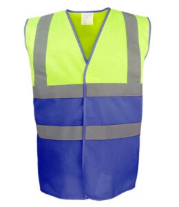 Yellow and blue Yoko branded two tone hi-visibility waistcoat vest