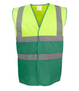 Yellow and green Yoko branded two tone hi-visibility waistcoat vest
