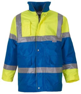 Yellow and blue Yoko branded Hi-vis contrast waterproof jacket