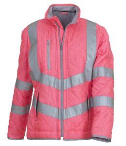 Pink Yoko branded hi-vis padded jacket with zip pockets