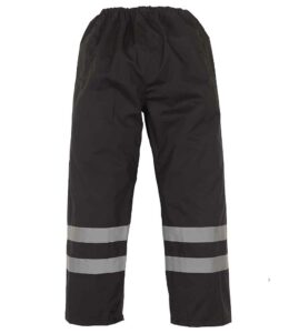 Black Yoko branded hi-vis waterproof overtrousers