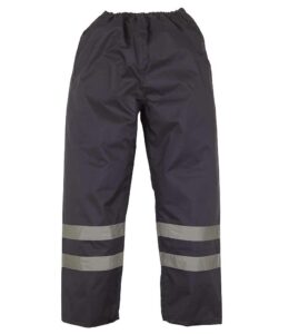 Navy blue Yoko branded hi-vis waterproof overtrousers