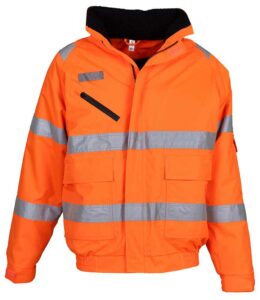 Orange hi-visibility Yoko branded Fontaine waterproof jacket