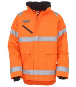 Orange hi-visibility Yoko branded waterproof storm jacket