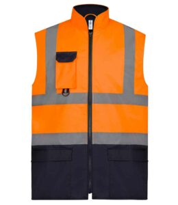 Orange Yoko two tone hi-vis bodywarmer with front chest pocket