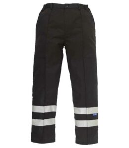 Black Yoko reflective hi-visibility workwear trousers