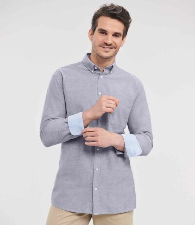 Image for Russell Collection Tailored Long Sleeve Washed Oxford Shirt