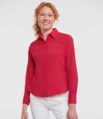 Image for Russell Collection Ladies Long Sleeve Fitted Poplin Shirt