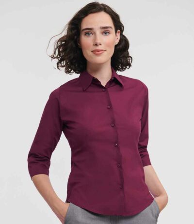 Image for Russell Collection Ladies 3/4 Sleeve Easy Care Fitted Shirt