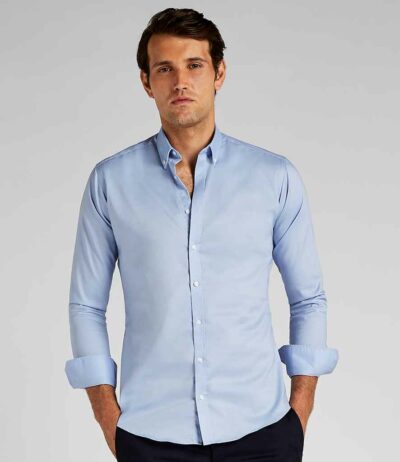 Image for Kustom Kit Slim Fit Stretch Long Sleeve Oxford Shirt