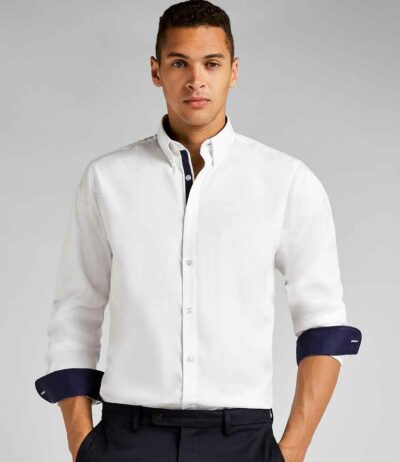 Image for Kustom Kit Premium Long Sleeve Contrast Tailored Oxford Shirt