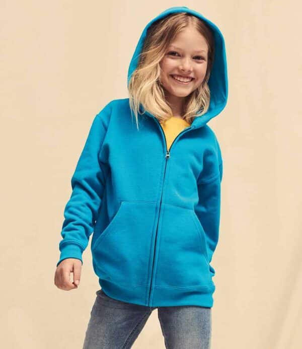 Blue Fruit of the Loom Kids Classic Zip Hooded Sweatshirt