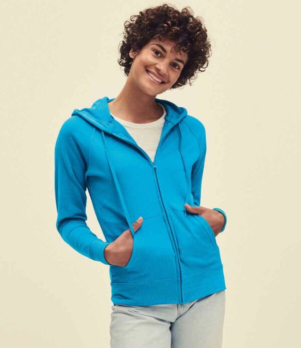 Blue Fruit of the Loom Lady Fit Lightweight Zip Hooded Sweatshirt