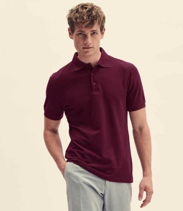 Maroon Fruit of the Loom Tailored Poly/Cotton Piqué Polo Shirt